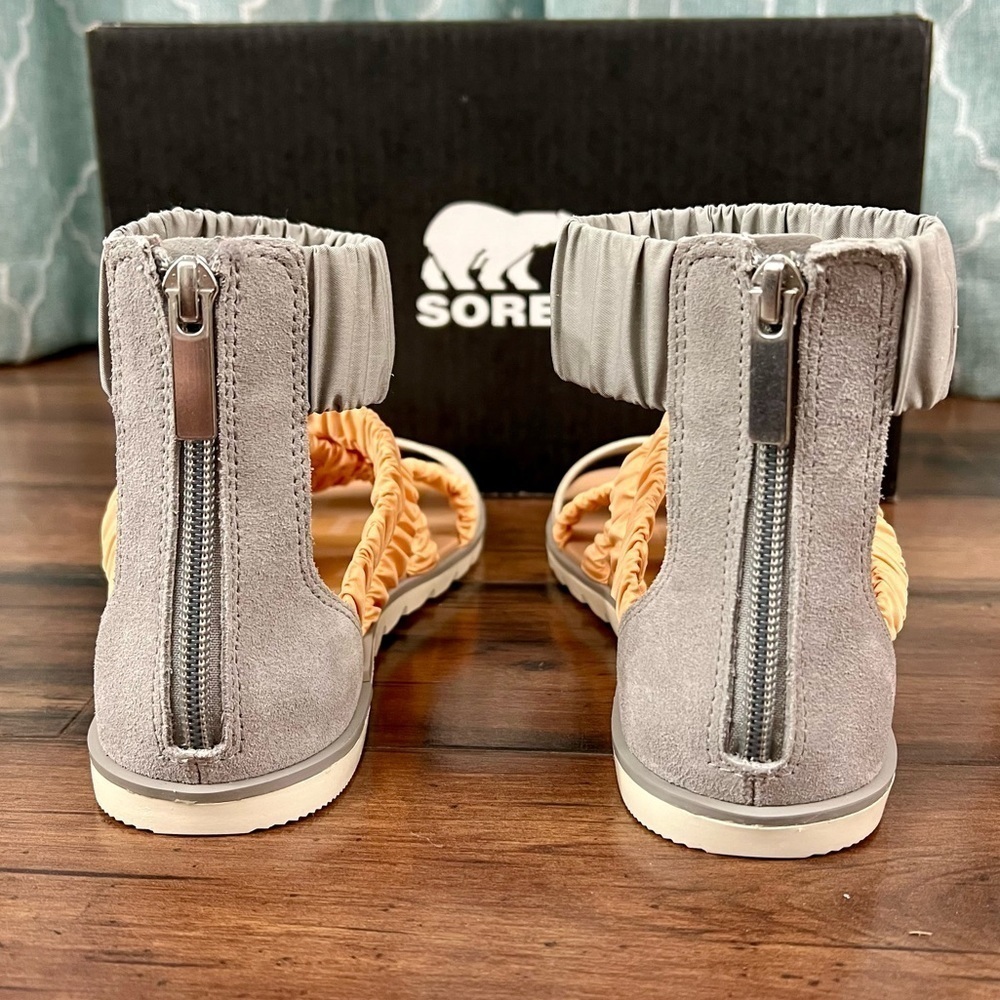 NIB - SOREL Ella II Comfort Ruched Strappy Sandals - Chrome Grey - Size 8.5 - Picture 5 of 9